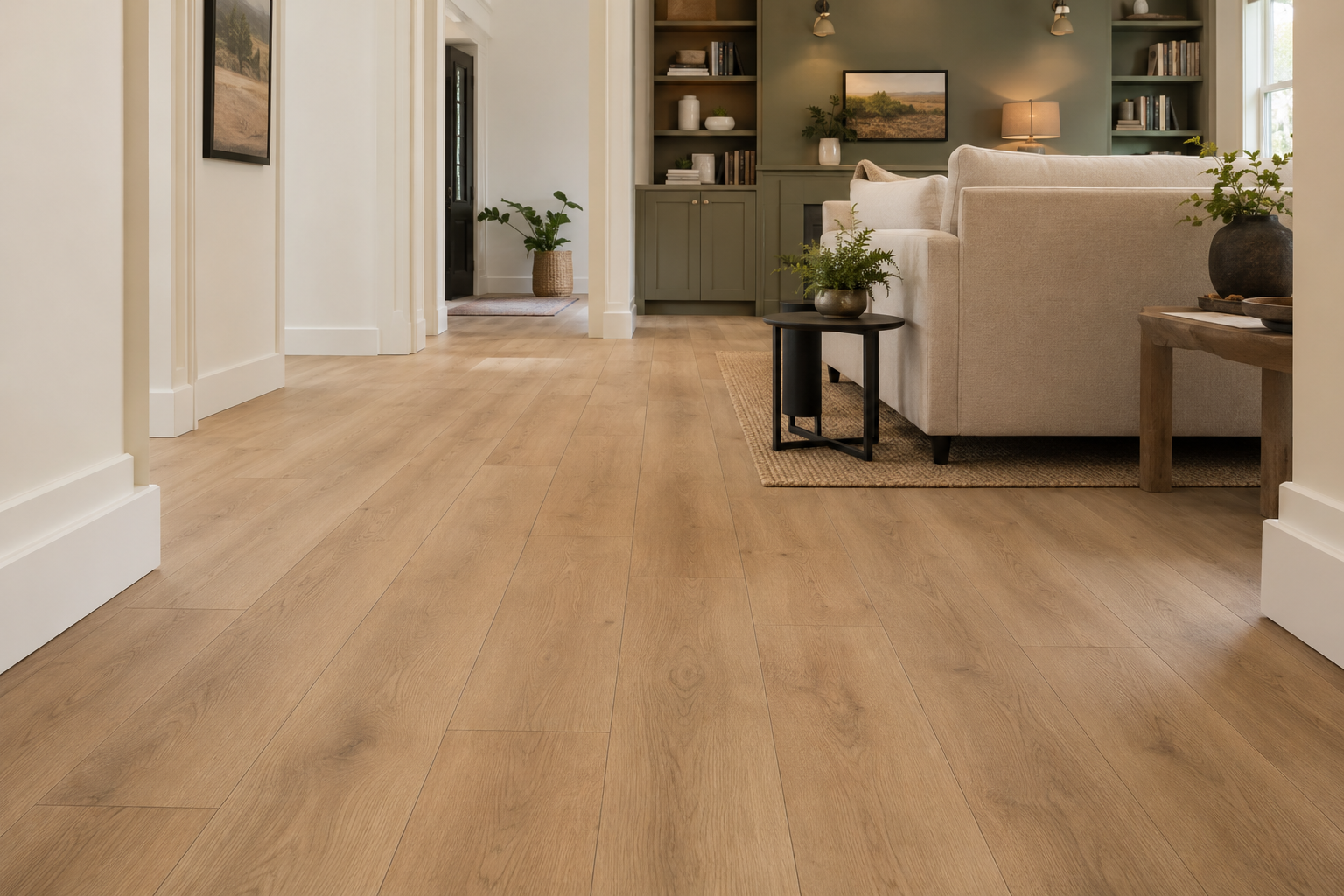 Continuous wide plank flooring